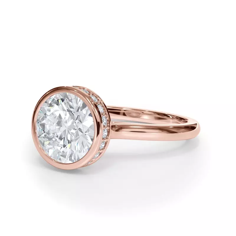 14K Rose Gold Enigma Bezel Hidden Halo Engagement Ring