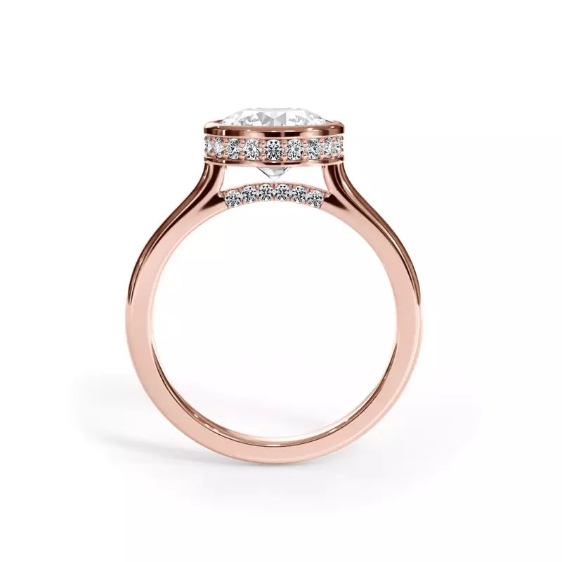 14K Rose Gold Enigma Bezel Hidden Halo Engagement Ring