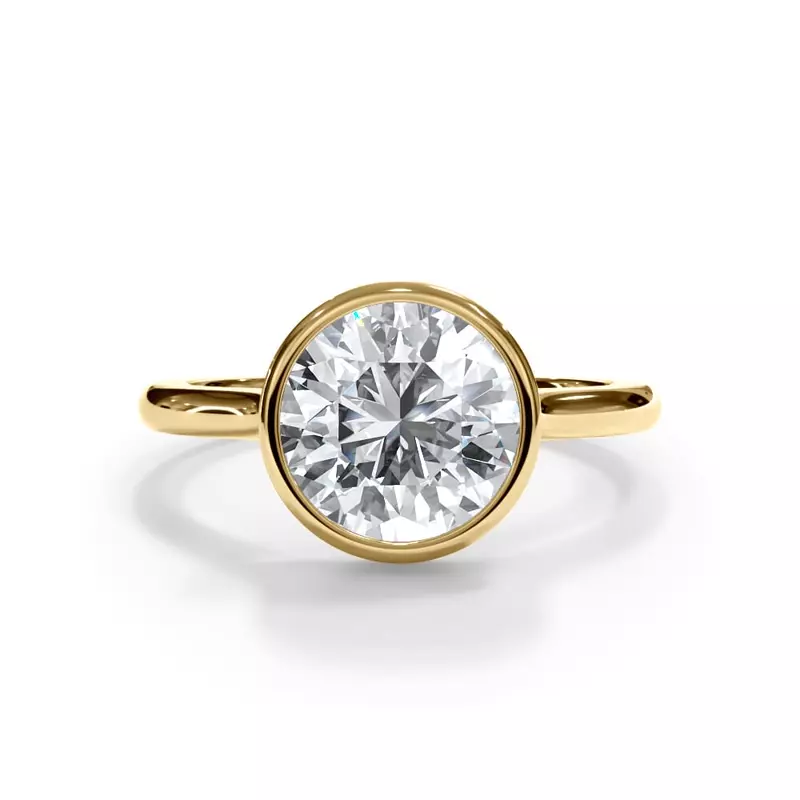 14K Yellow Gold Enigma Bezel Hidden Halo Engagement Ring