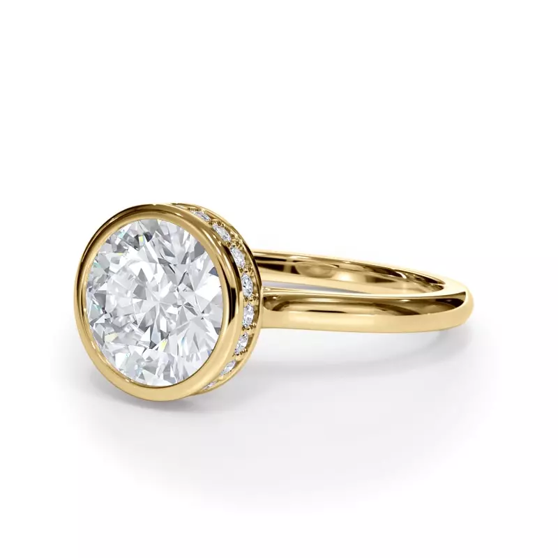 14K Yellow Gold Enigma Bezel Hidden Halo Engagement Ring