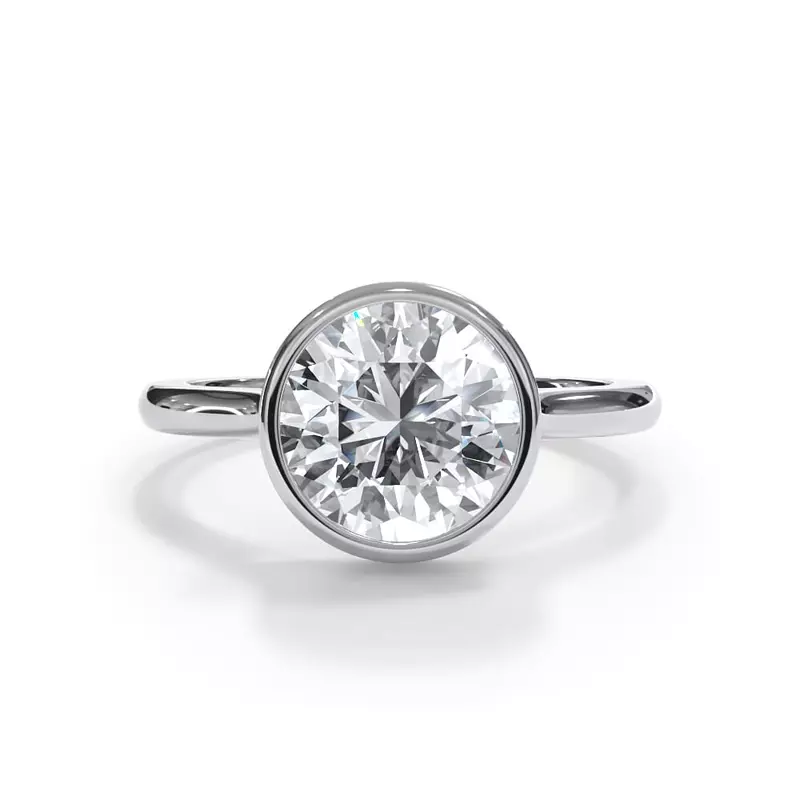 Platinum Enigma Bezel Hidden Halo Engagement Ring
