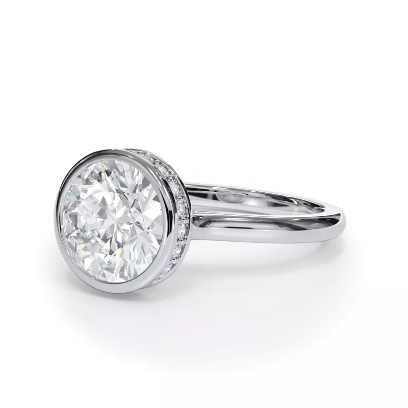 Platinum Enigma Bezel Hidden Halo Engagement Ring