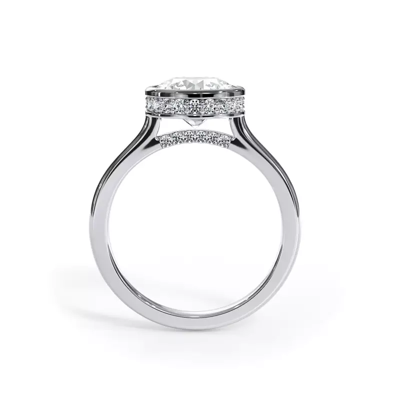 Platinum Enigma Bezel Hidden Halo Engagement Ring