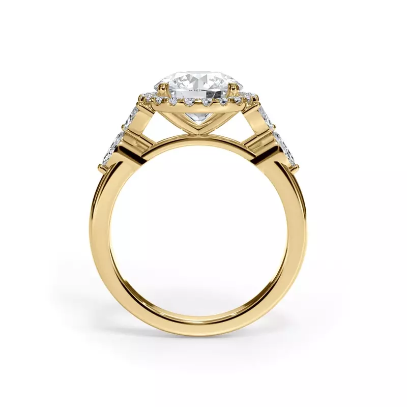 14K Yellow Gold Elysian Marquise Diamond Halo Engagement Ring