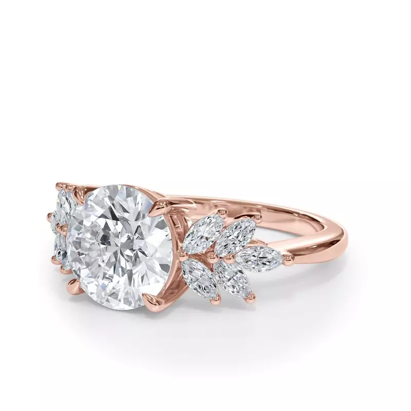 14K Rose Gold Liora Marquise Diamond Cluster Engagement Ring