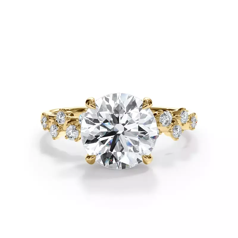 14K Yellow Gold Maris Scattered Diamond Hidden Halo Engagement Ring