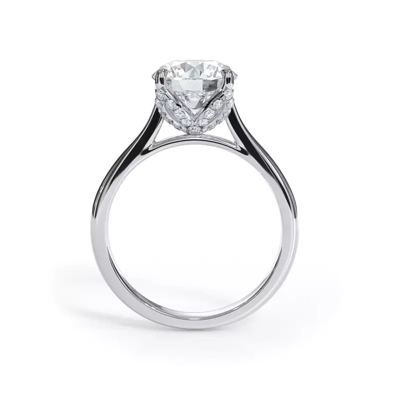 14K White Gold Bellora Pavé Tulip Cathedral Engagement Ring