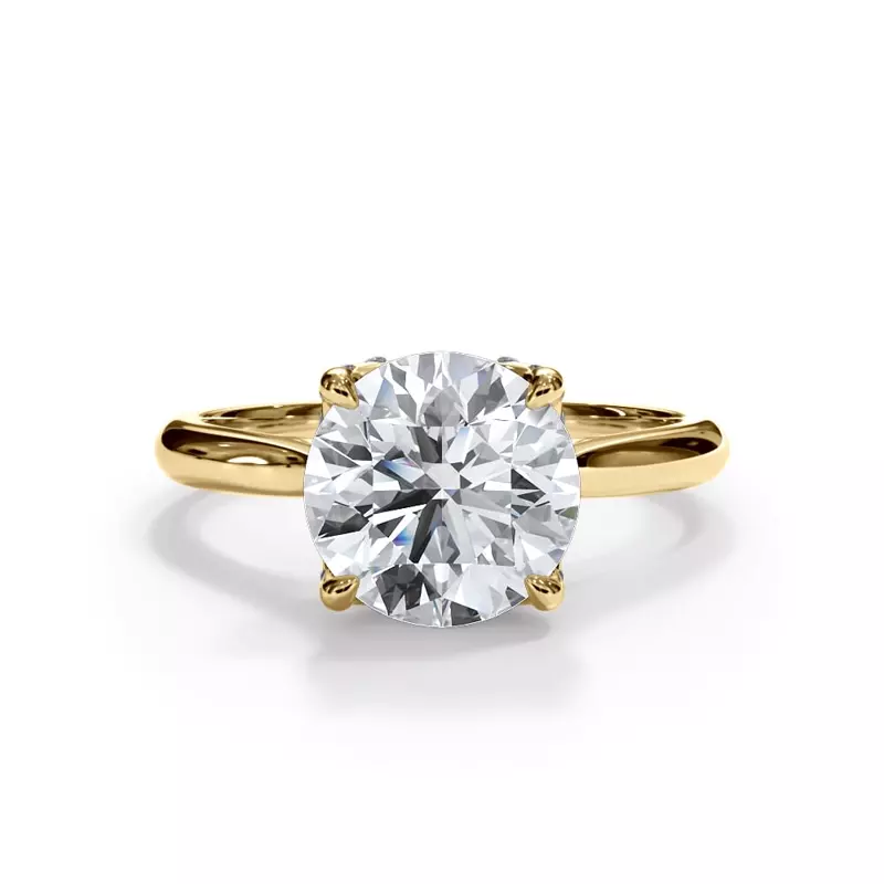 14K Yellow Gold Bellora Pavé Tulip Cathedral Engagement Ring