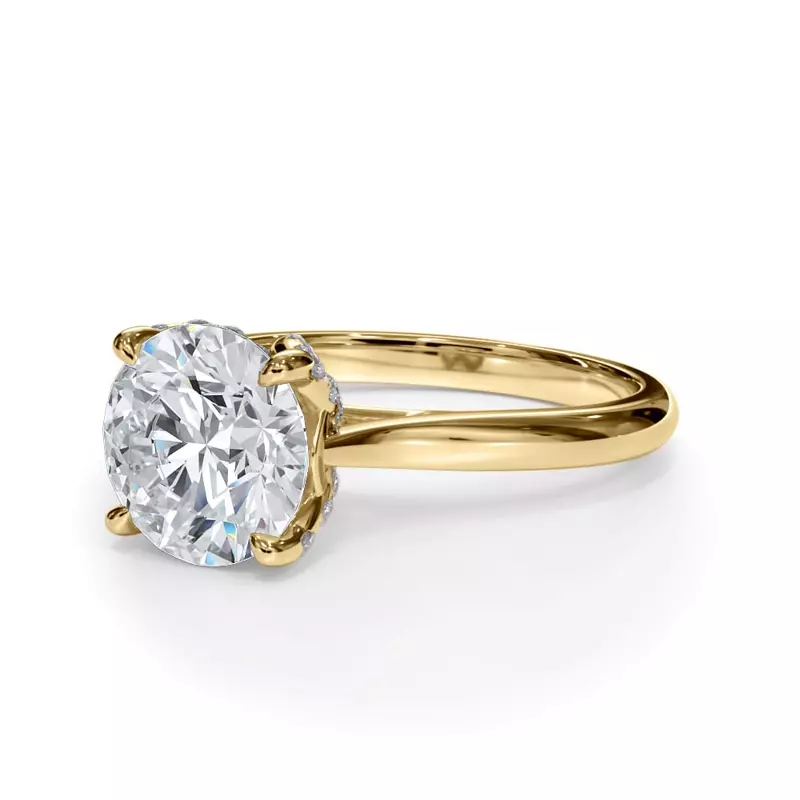 14K Yellow Gold Bellora Pavé Tulip Cathedral Engagement Ring