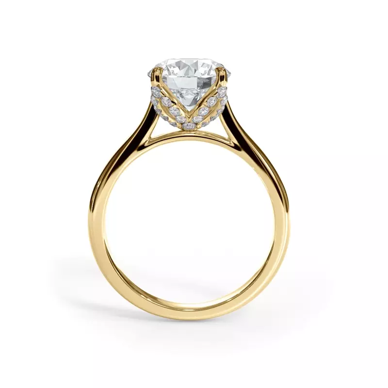 14K Yellow Gold Bellora Pavé Tulip Cathedral Engagement Ring