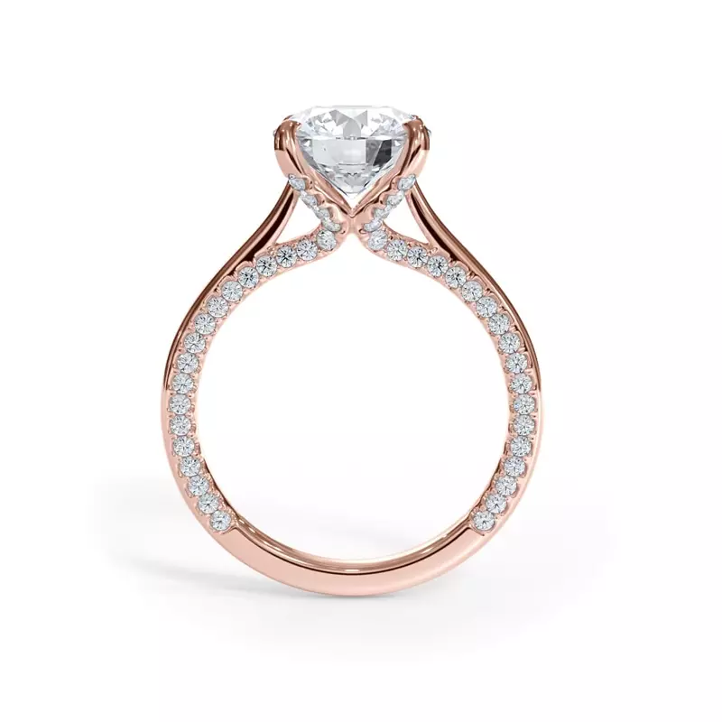 14K Rose Gold Vespera Pavé Profile Engagement Ring