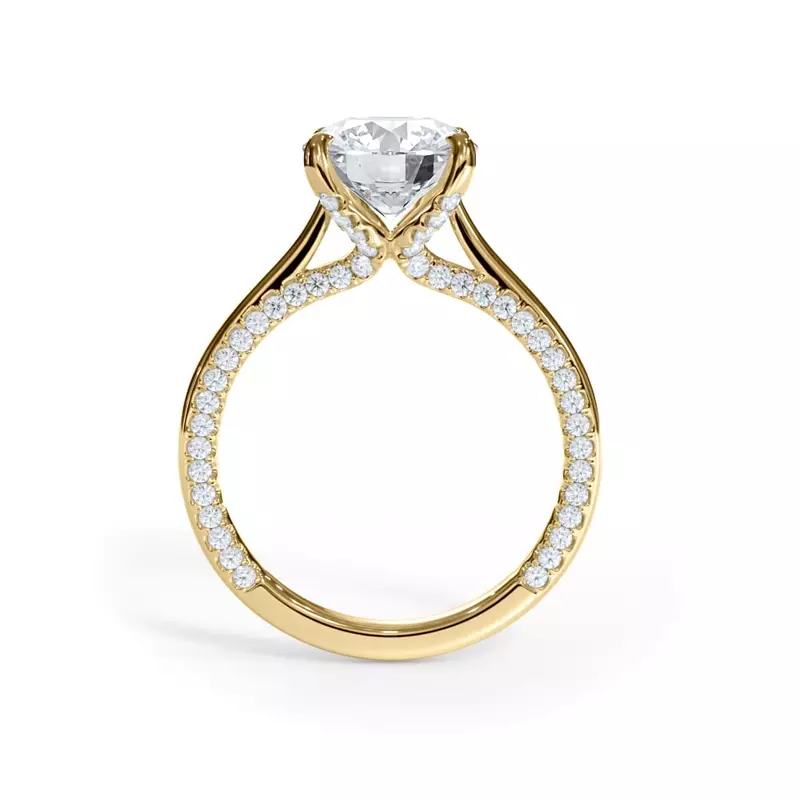 14K Yellow Gold Vespera Pavé Profile Engagement Ring