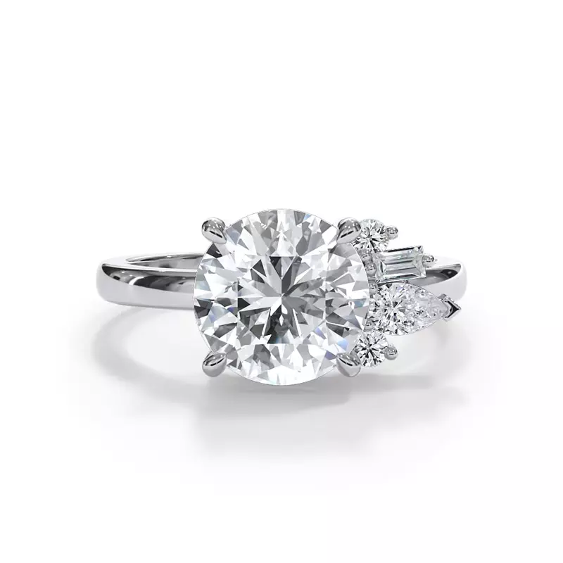 14K White Gold Verana Asymmetrical Diamond Engagement Ring