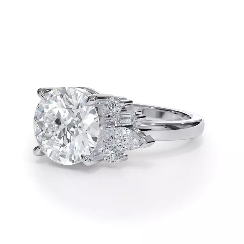 14K White Gold Verana Asymmetrical Diamond Engagement Ring