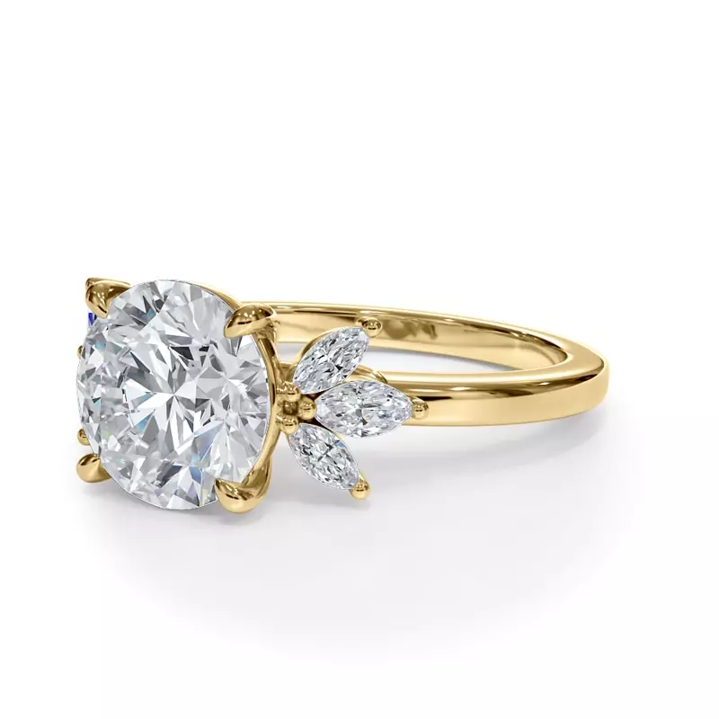 18K Yellow Gold Virelle Marquise Cluster Engagement Ring