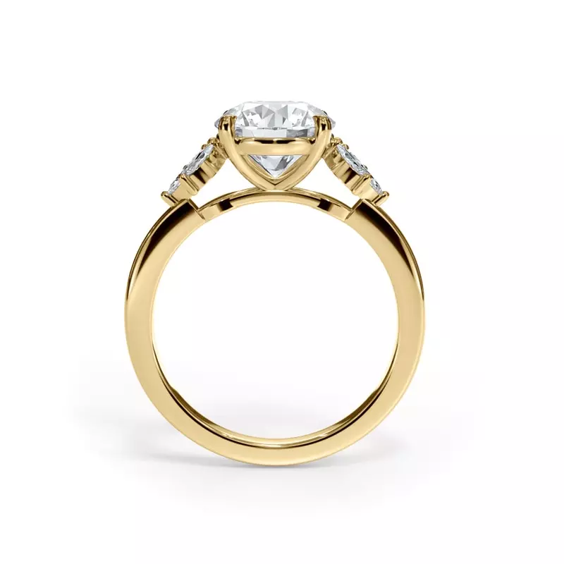 18K Yellow Gold Virelle Marquise Cluster Engagement Ring