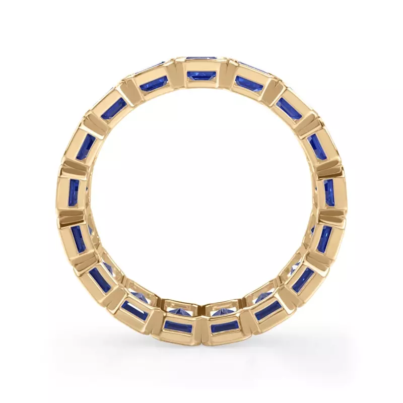 14K Yellow Gold Sapphire Emerald-Cut Bezel Set Eternity Ring