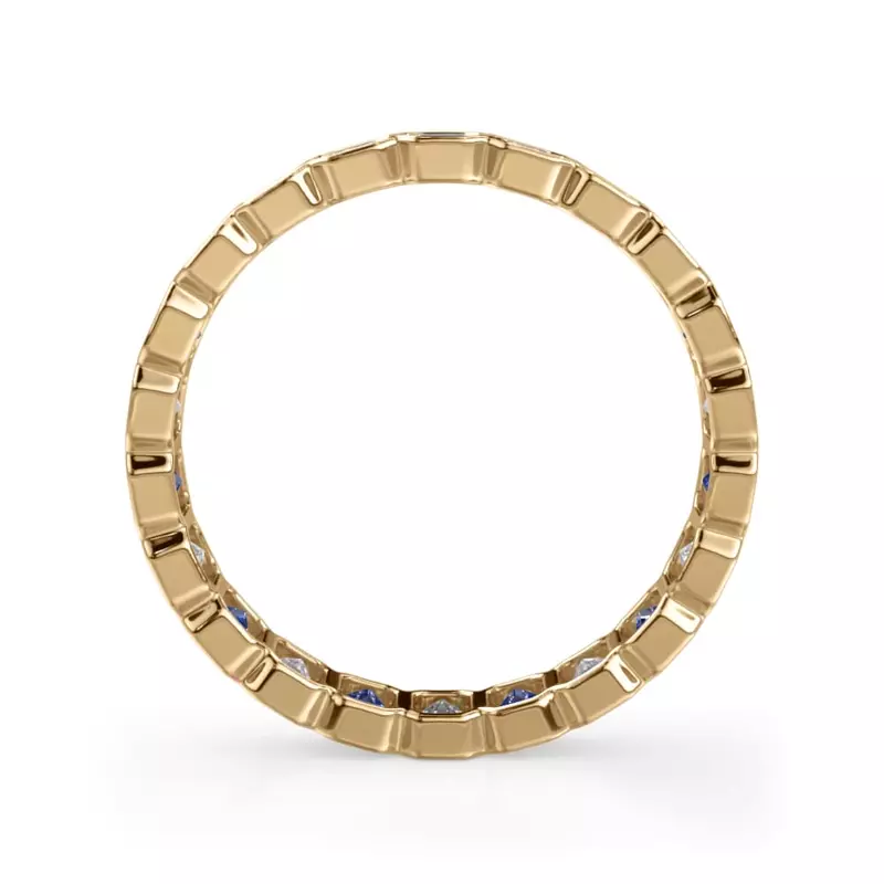 14K Yellow Gold Sapphire and Lab Diamond Emerald-Cut Bezel Eternity Band