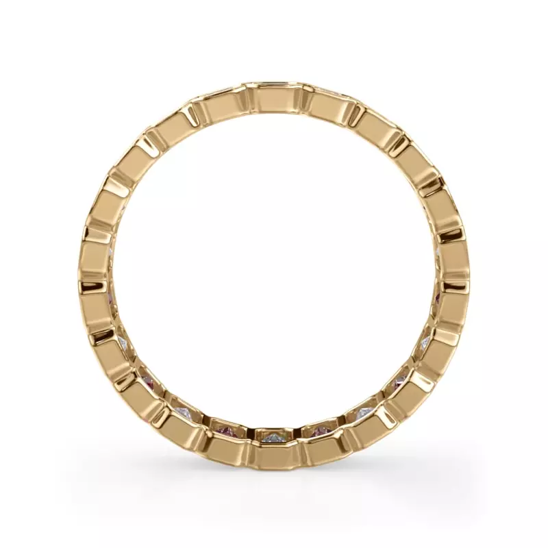 14K Yellow Gold Ruby and Lab Diamond Emerald-Cut Bezel Eternity Band