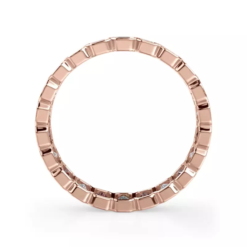 18K Rose Gold Ruby and Diamond Emerald-Cut Bezel Eternity Band