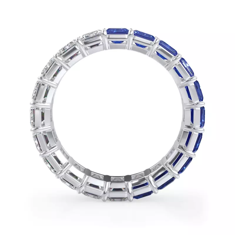 Platinum Dual Harmony Emerald-Cut Sapphire and Lab Eternity Ring