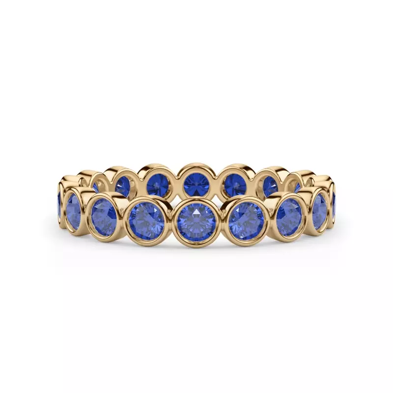 14K Yellow Gold Sapphire Bezel Eternity Ring