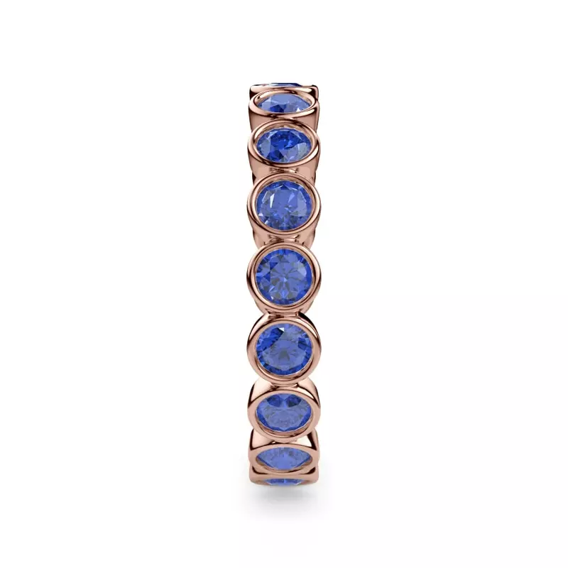 18K Rose Gold Sapphire Bezel Eternity Ring