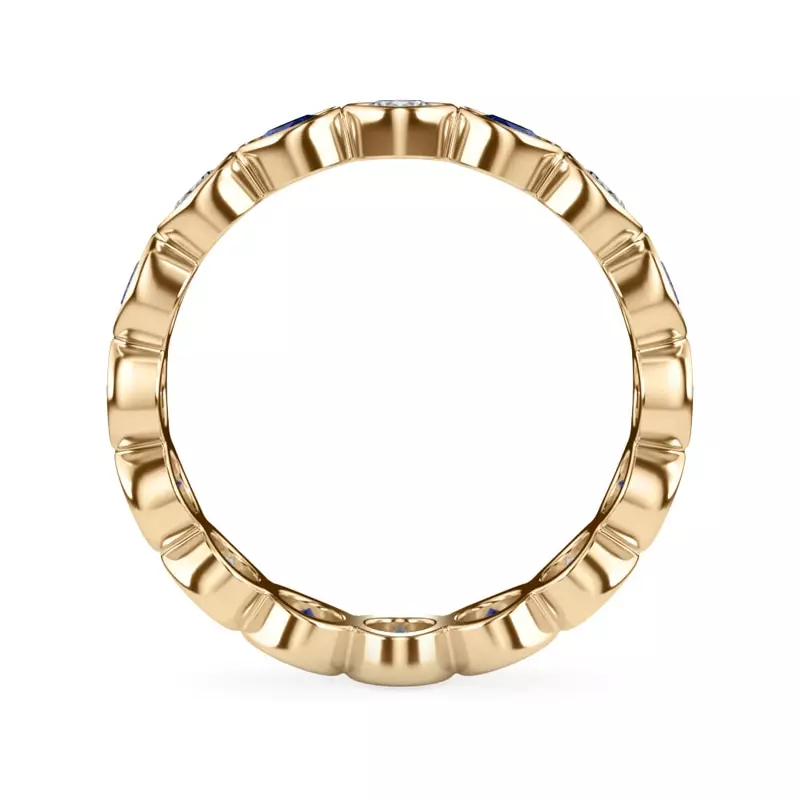 14K Yellow Gold Sapphire and Diamond Bezel-Set Eternity Ring
