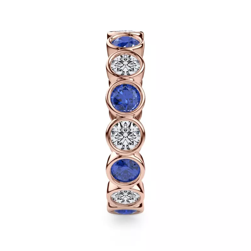 18K Rose Gold Sapphire and Lab Diamond Bezel-Set Eternity Ring