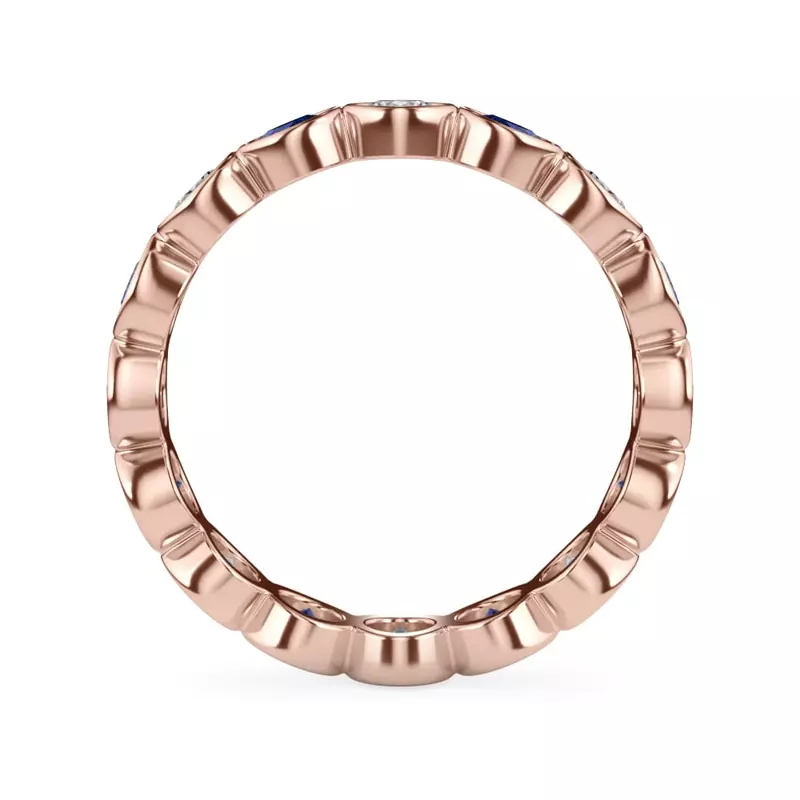 18K Rose Gold Sapphire and Lab Diamond Bezel-Set Eternity Ring