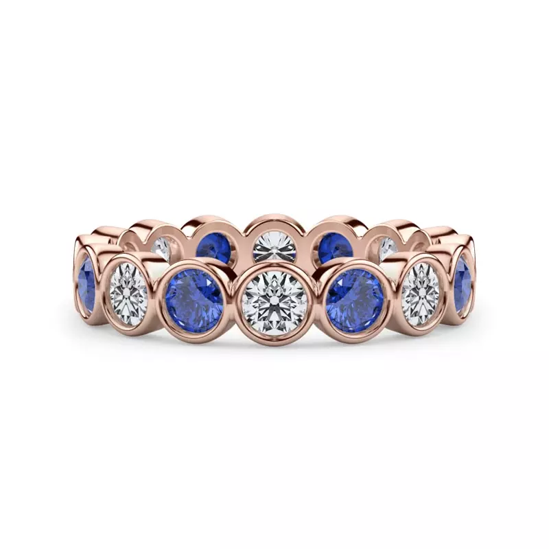 Sapphire and Diamond Bezel-Set Eternity Ring