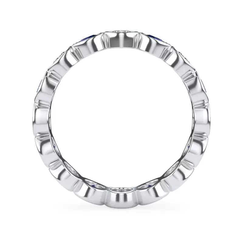 Platinum Sapphire and Diamond Bezel-Set Eternity Ring