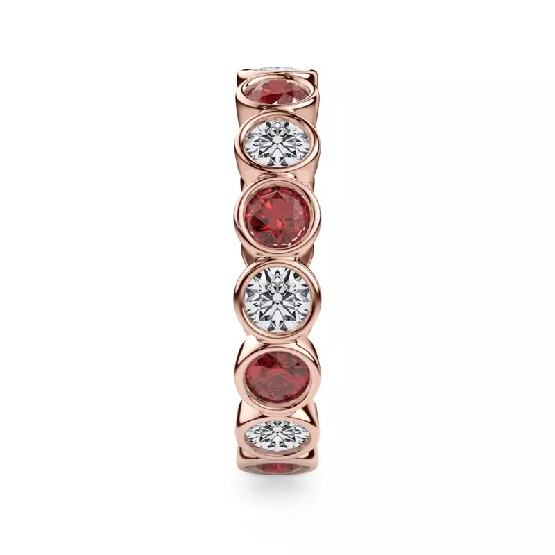 18K Rose Gold Ruby and Lab Diamond Bezel-Set Eternity Ring