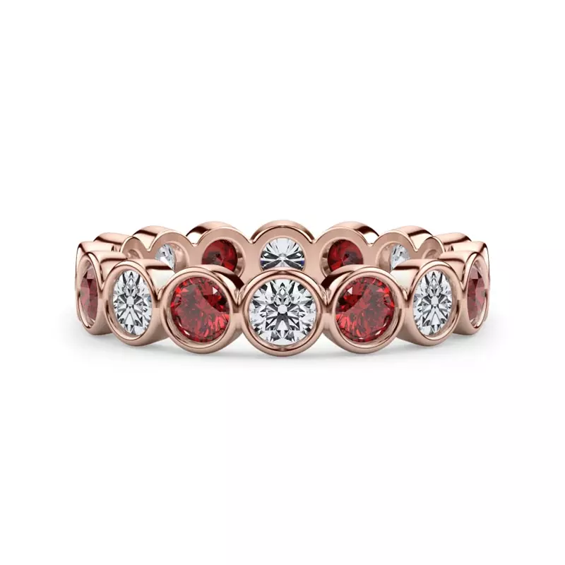 Ruby and Diamond Bezel-Set Eternity Ring