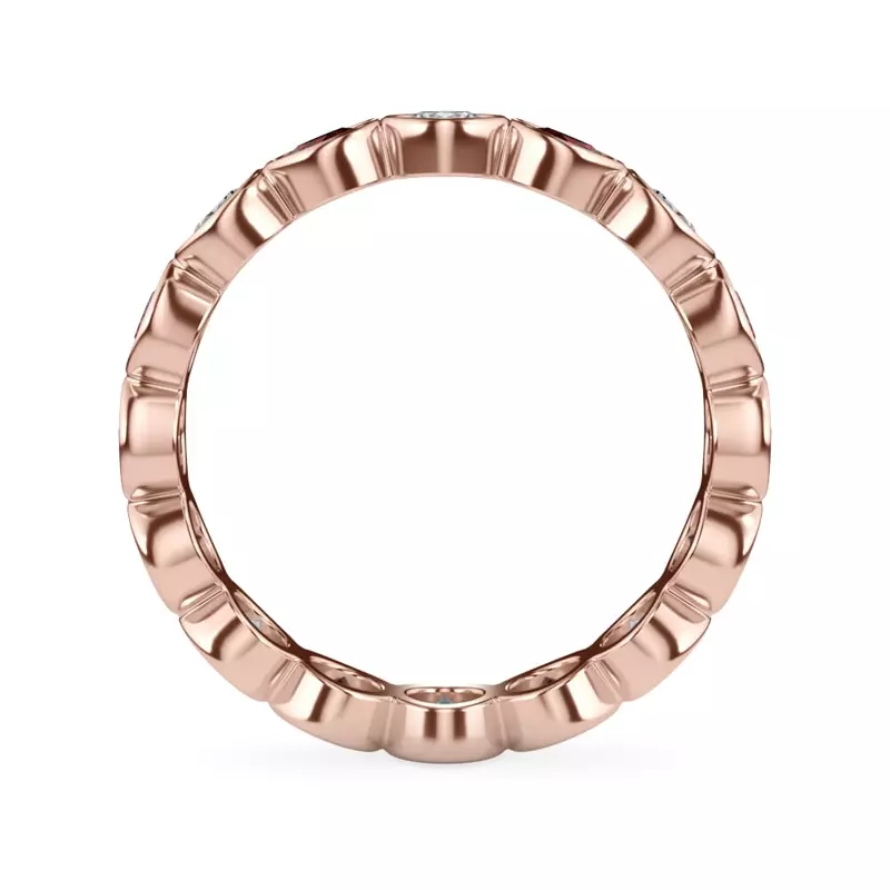 18K Rose Gold Ruby and Diamond Bezel-Set Eternity Ring