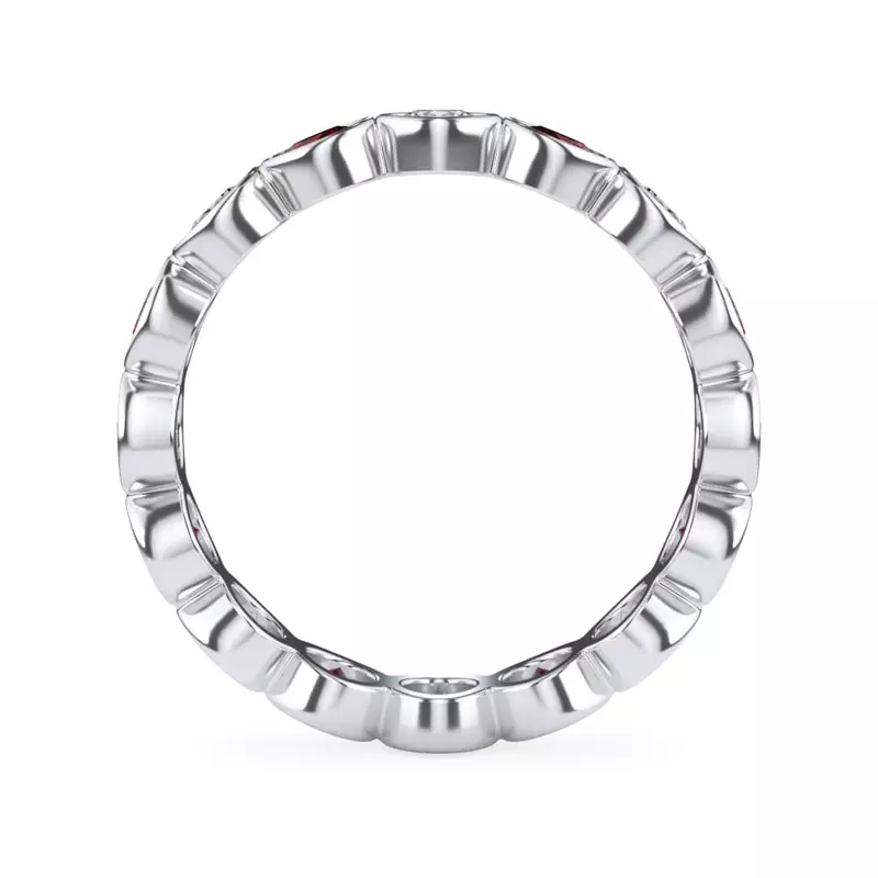 18K White Gold Ruby and Diamond Bezel-Set Eternity Ring