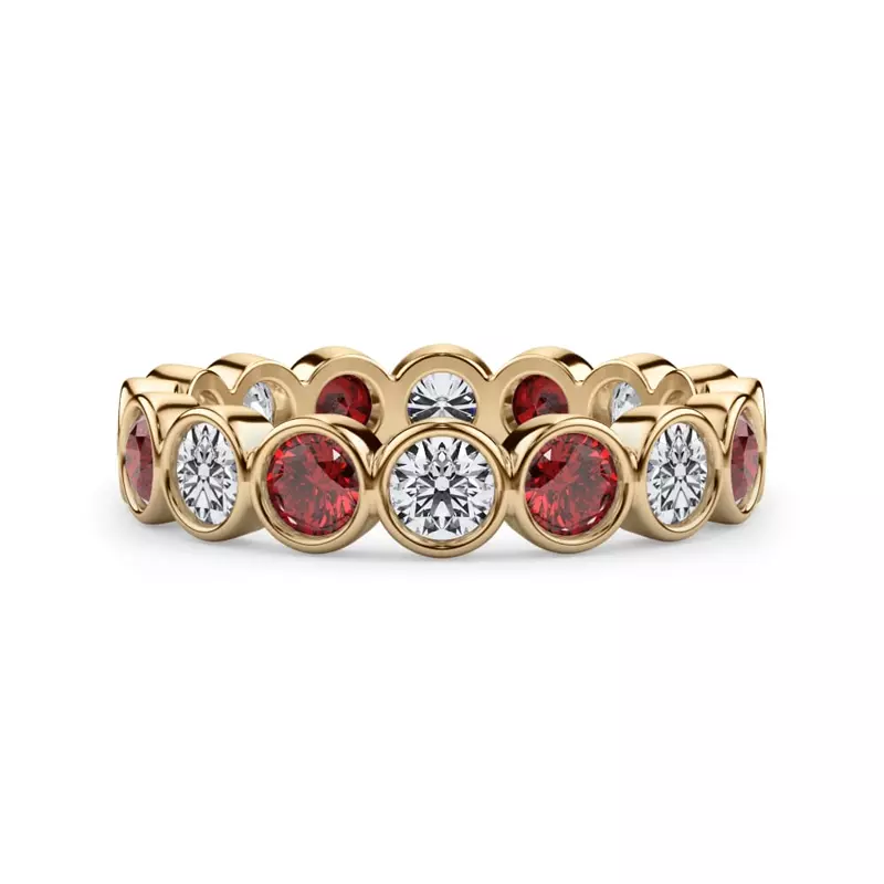 Ruby and Lab Diamond Bezel-Set Eternity Ring