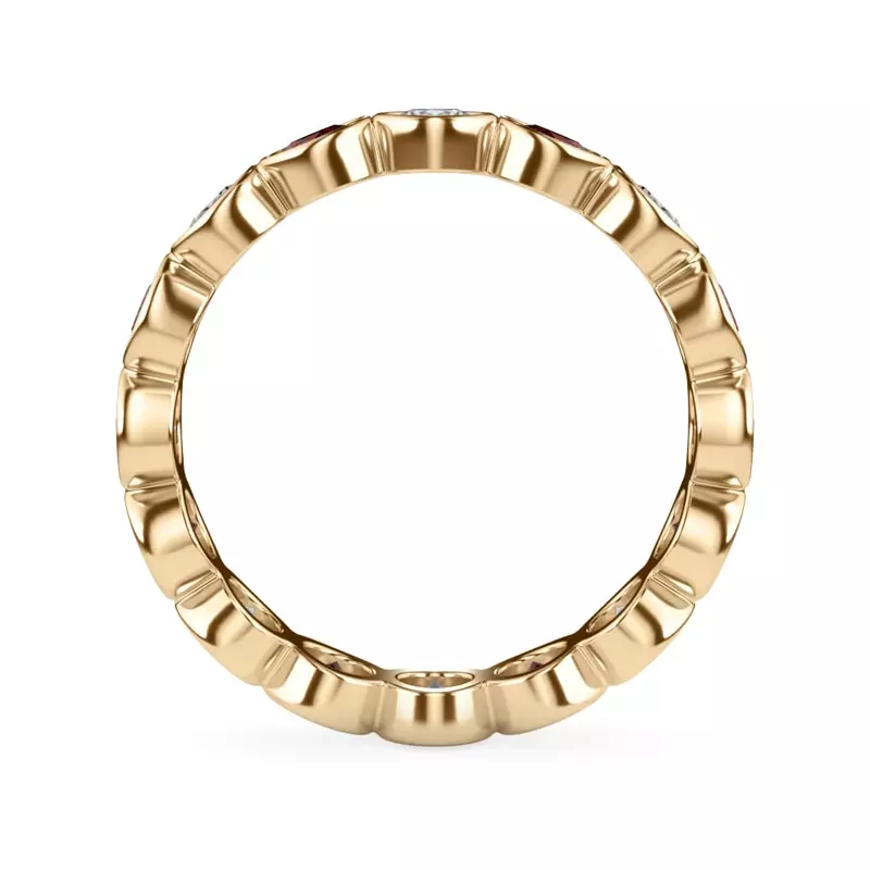 18K Yellow Gold Ruby and Lab Diamond Bezel-Set Eternity Ring