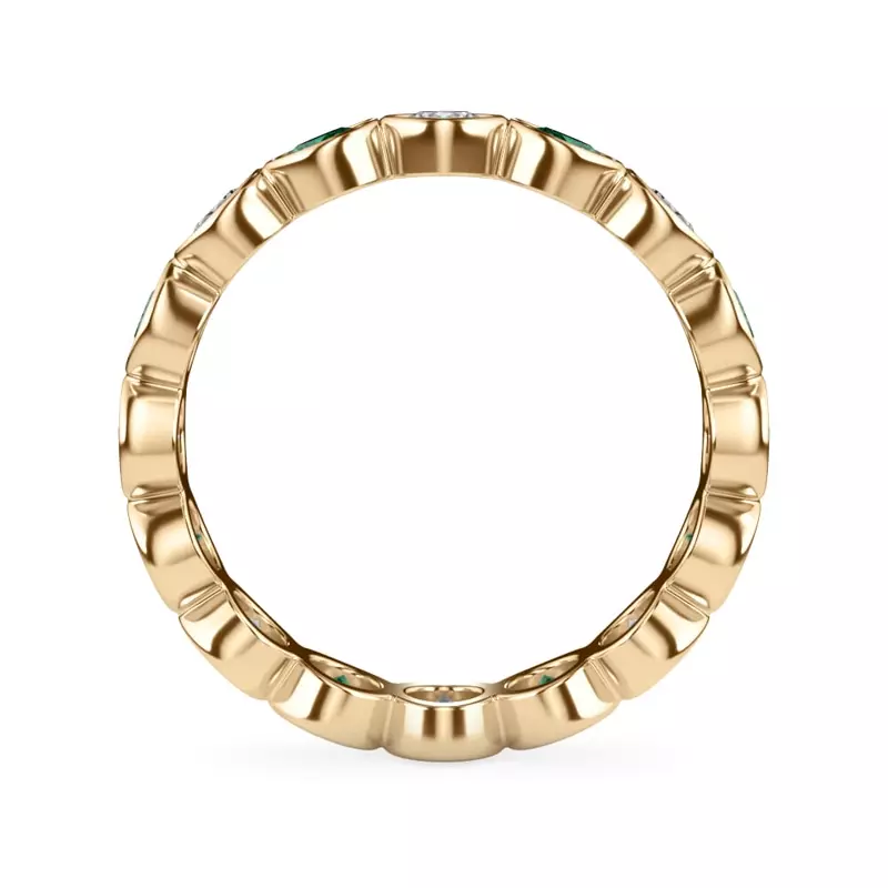 14K Yellow Gold EmeraId and Lab Diamond Bezel-Set Eternity Ring