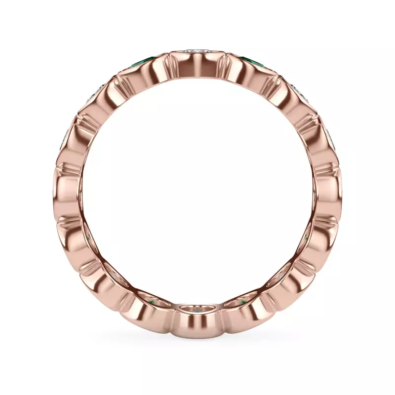 18K Rose Gold EmeraId and Lab Diamond Bezel-Set Eternity Ring