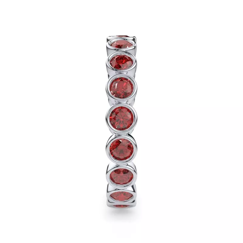 14K White Gold Ruby Bezel Eternity Ring