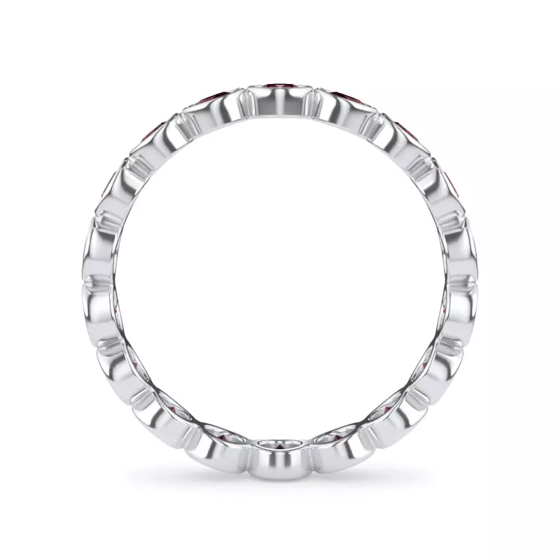 14K White Gold Ruby Bezel Eternity Ring