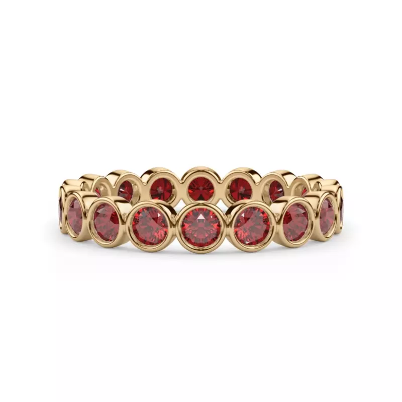 14K Yellow Gold Ruby Bezel Eternity Ring