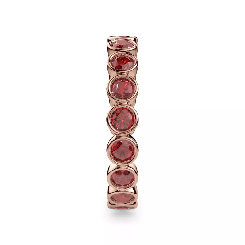 18K Rose Gold Ruby Bezel Eternity Ring