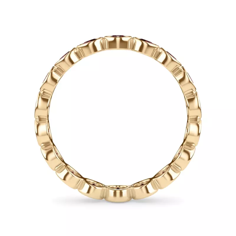 18K Yellow Gold Ruby Bezel Eternity Ring
