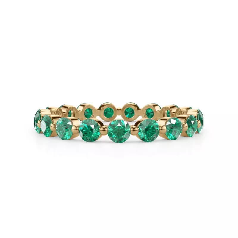 14K Yellow Gold EmeraId Shared Prong Eternity Ring