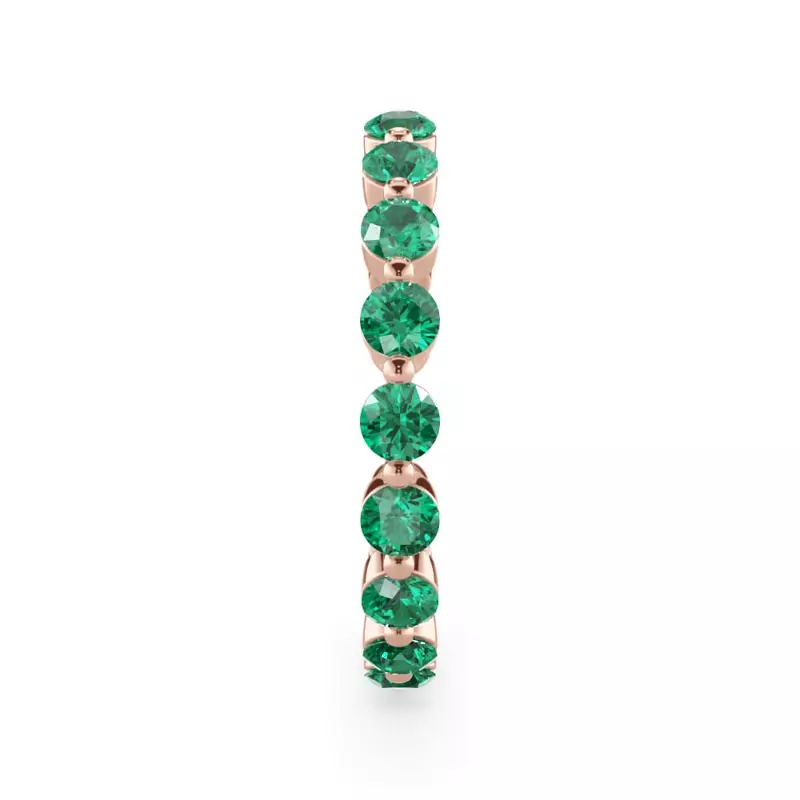 18K Rose Gold EmeraId Shared Prong Eternity Ring