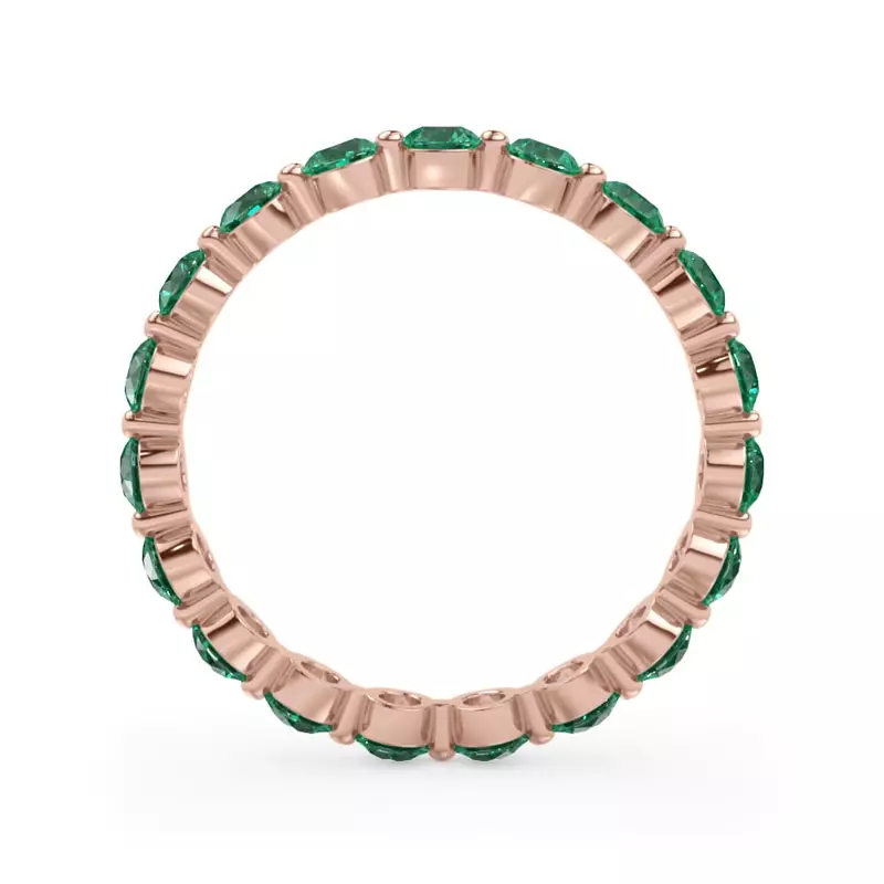 18K Rose Gold EmeraId Shared Prong Eternity Ring