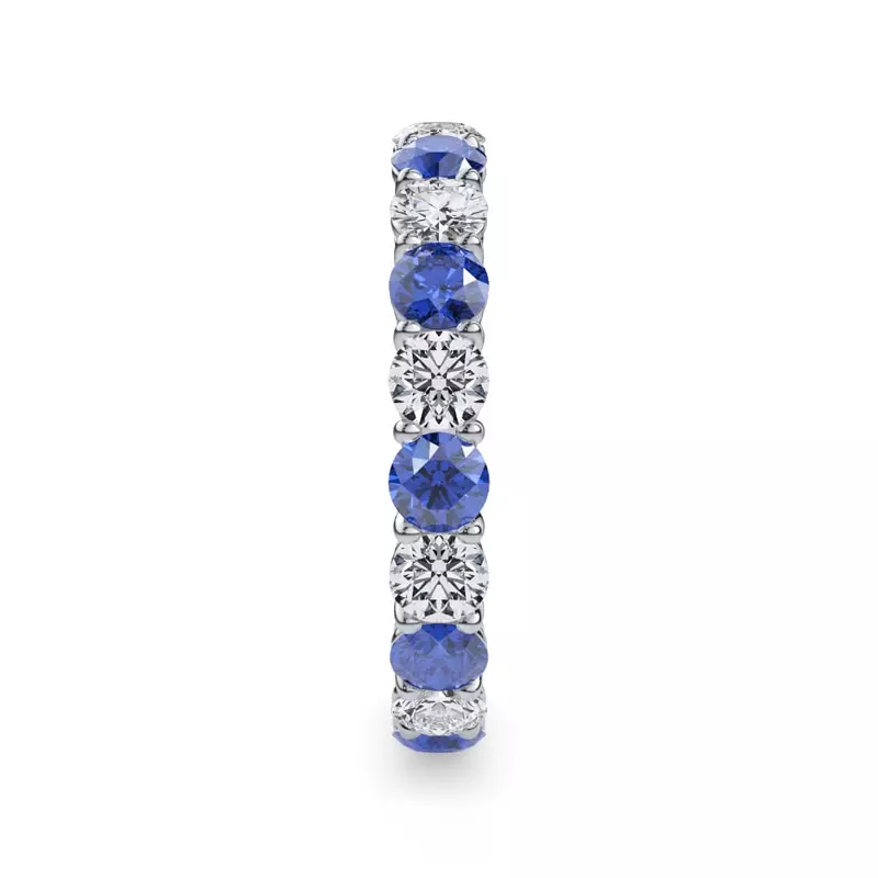 14K White Gold Classic Sapphire and Lab Diamond Eternity Band