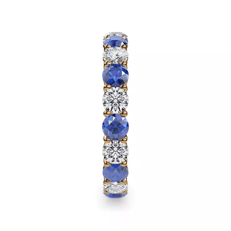 14K Yellow Gold Classic Sapphire and Lab Diamond Eternity Band